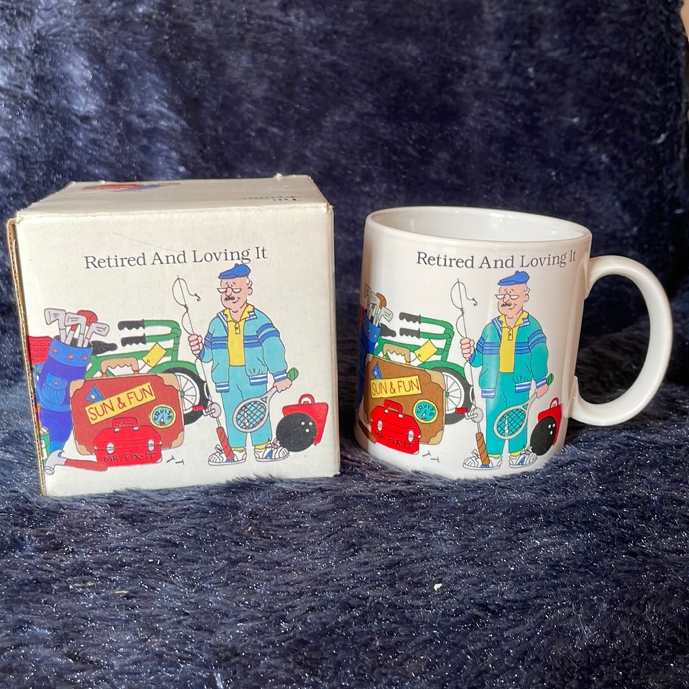 New Vintage “Retired and Loving It” Retirement Ceramic Coffee Mug with Box